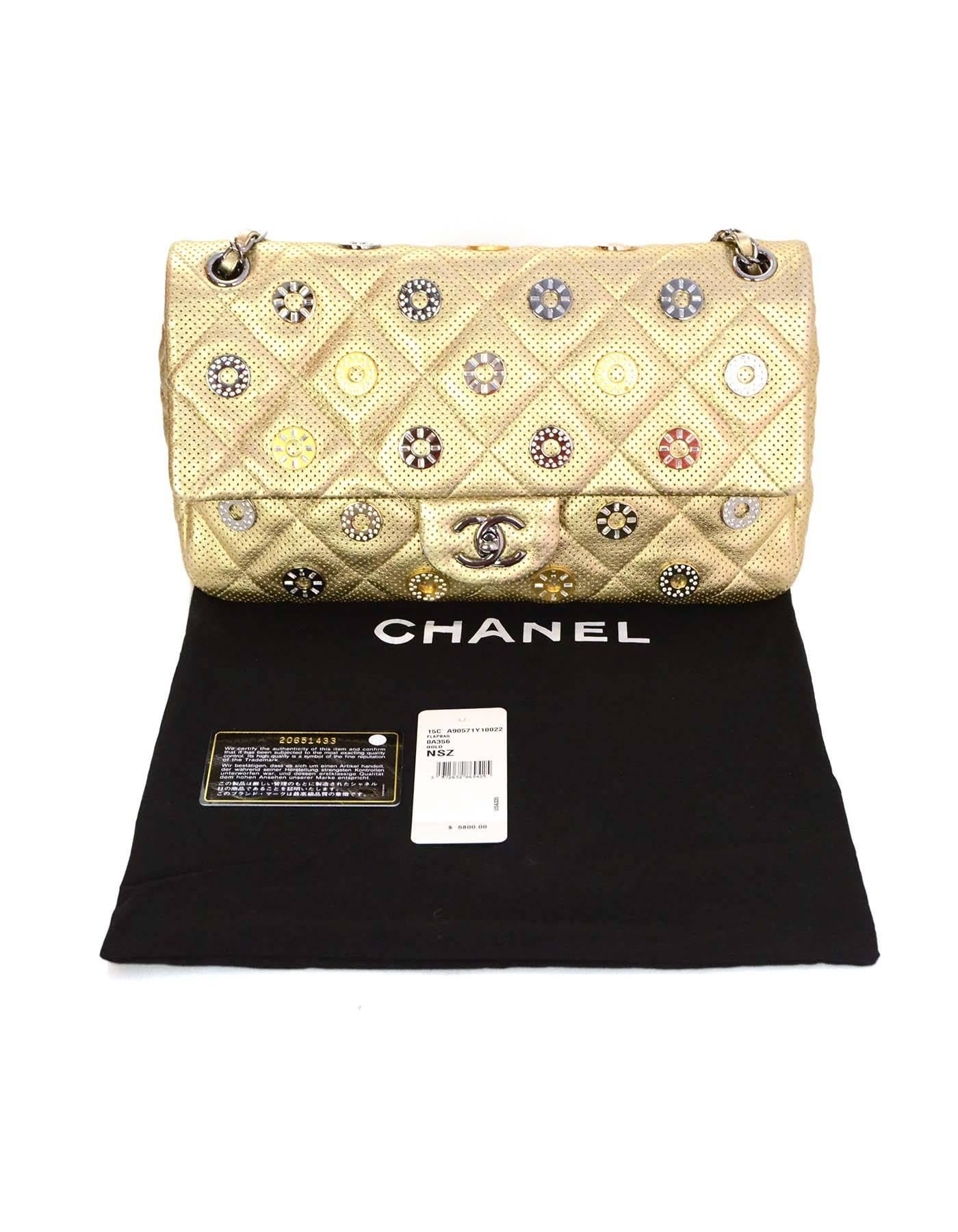 Chanel Gold Quilted CC Medals Jumbo Perforated Lambskin Jumbo Flap Bag rt.$5, 800 6
