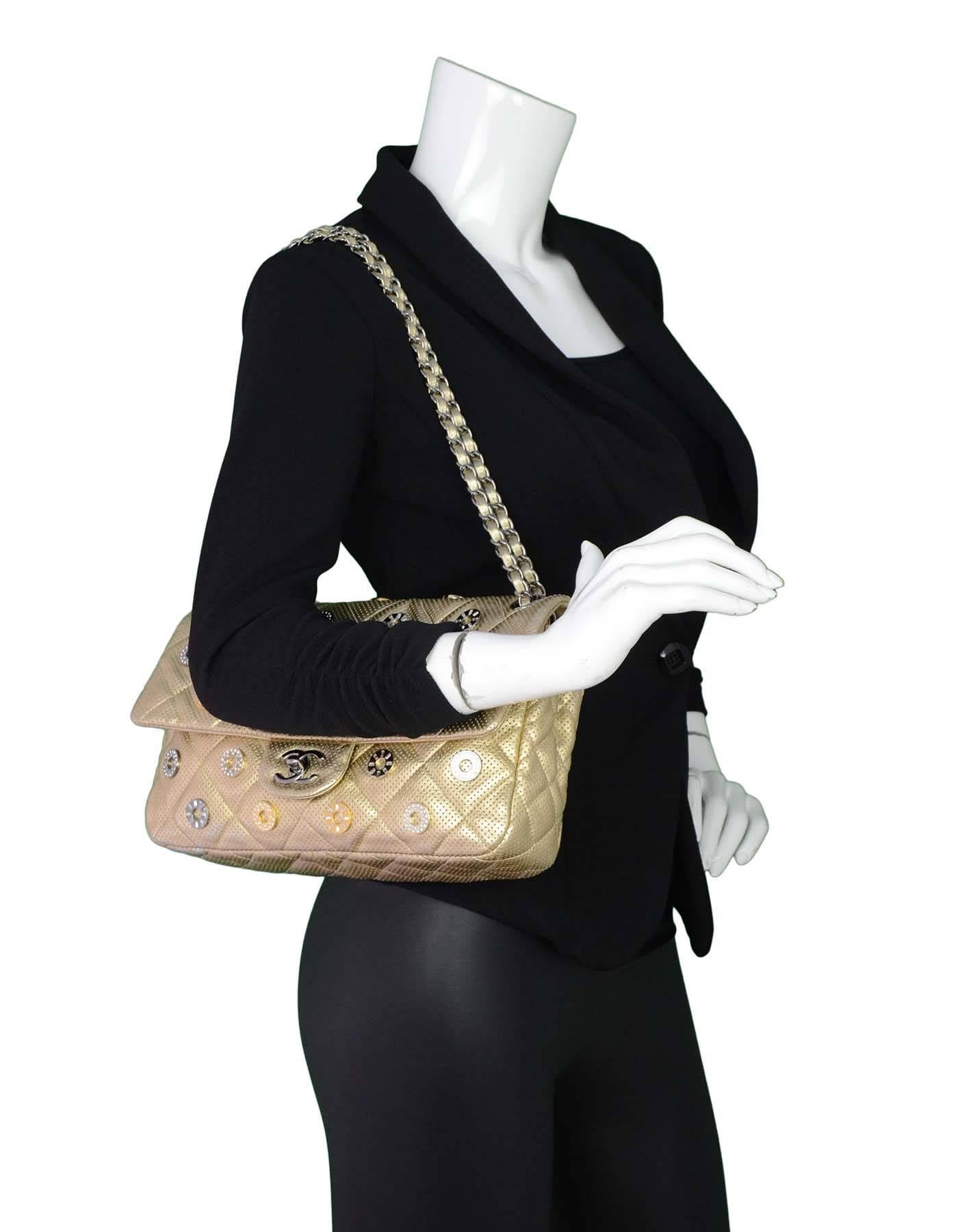 Chanel Gold Quilted CC Medals Jumbo Perforated Lambskin Jumbo Flap Bag rt.$5, 800 5