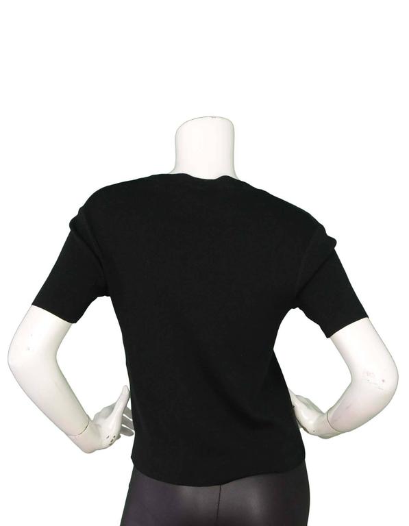 Chanel Black Cotton Blend Shortsleeve T-Shirt Sz 42 For Sale at 1stDibs