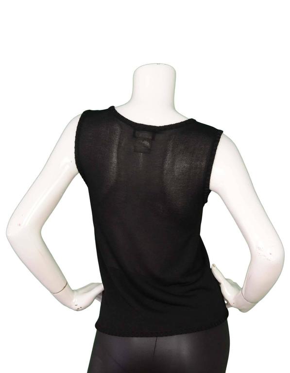 Chanel Black Sleeveless Sheer Top with Ribbed Trim sz 38 For Sale at ...