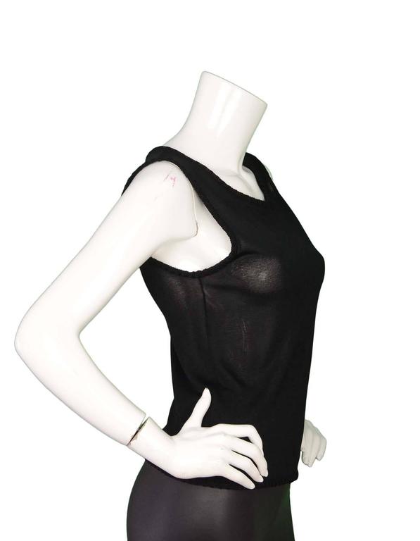 Chanel Black Sleeveless Sheer Top with Ribbed Trim sz 38 For Sale at