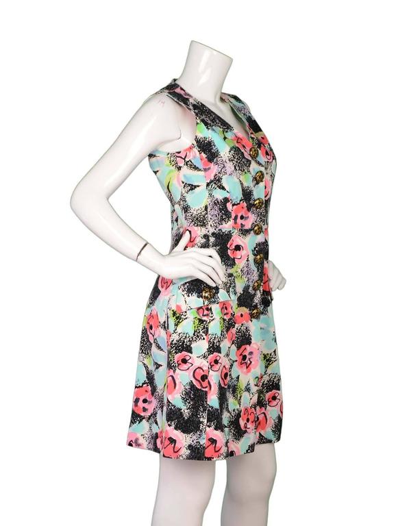 Chanel 1997 Floral Print Sleeveless Cotton Dress Sz 40 For Sale at 1stDibs