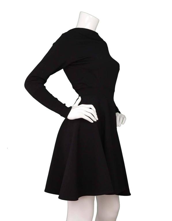 Alaia Black Wool Fit and Flare Long Sleeve Dress Sz 40 For Sale at 1stDibs