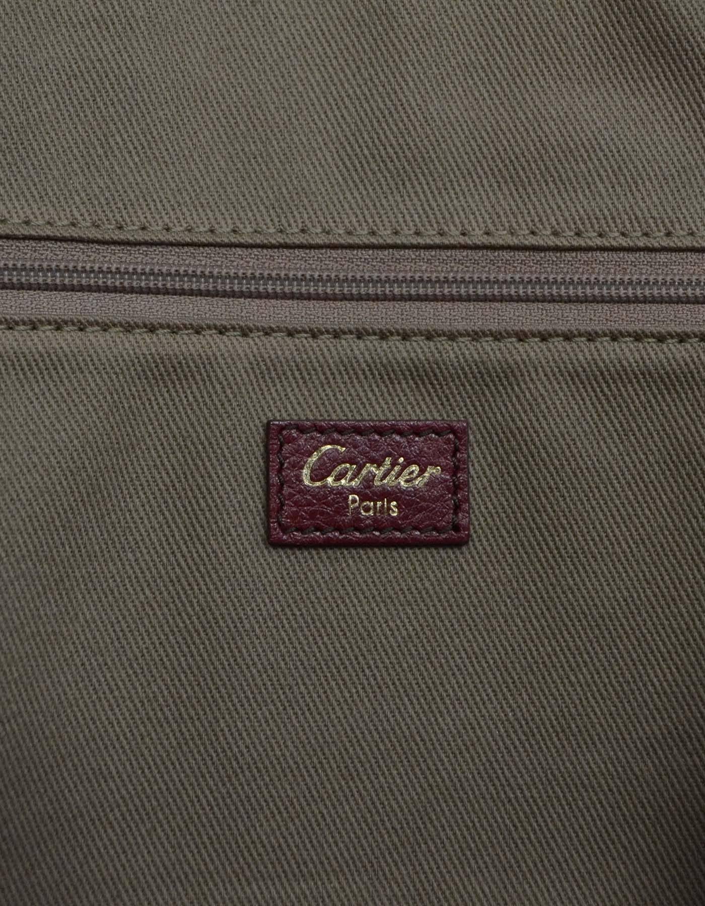 Cartier Bordeaux Leather Boston Bag w/ Logo Keychain GHW 3