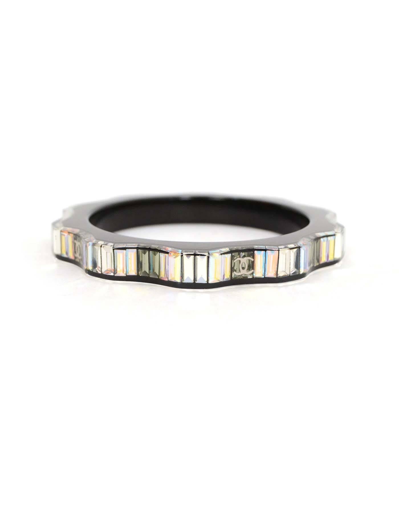 Chanel NEW Spring '16 Runway Black & Crystal Bangle In Excellent Condition In New York, NY