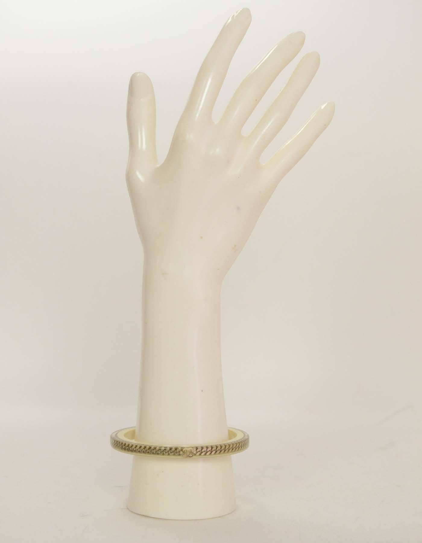 Chanel Ivory Resin & Goldtone Chain Link Bangle Bracelet In Excellent Condition In New York, NY