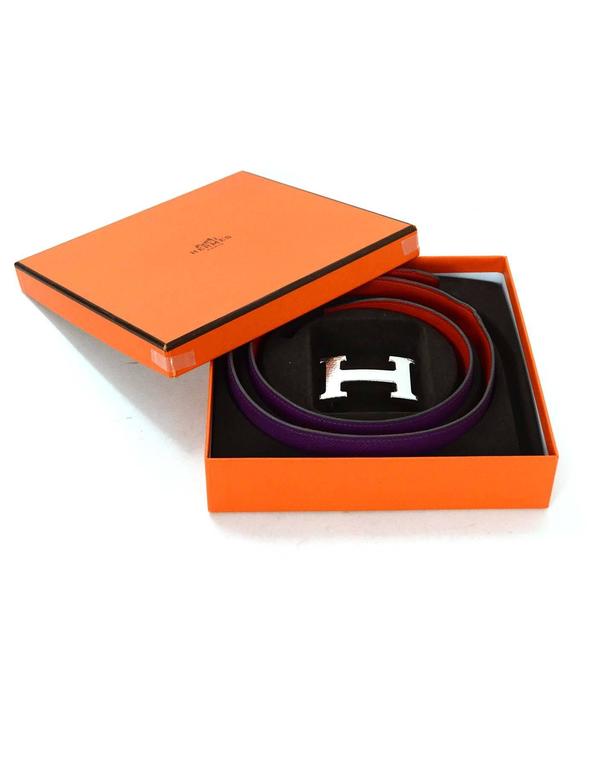 Hermes Purple and Orange Leather Reversible H Belt Kit sz 85 SHW For Sale at 1stdibs