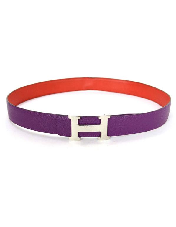 Hermes Purple and Orange Leather Reversible H Belt Kit sz 85 SHW For ...