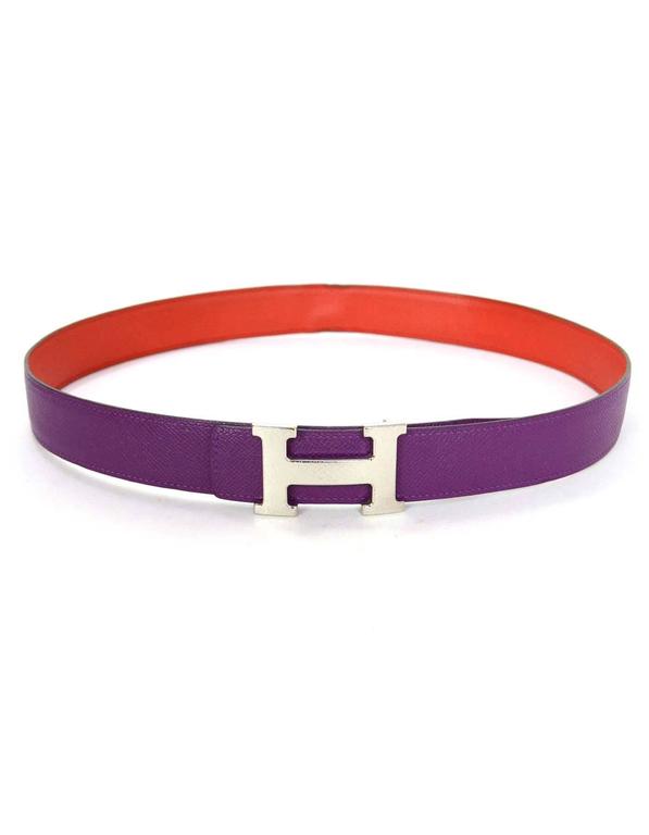 Hermes Purple and Orange Leather Reversible H Belt Kit sz 85 SHW For Sale at 1stDibs purple
