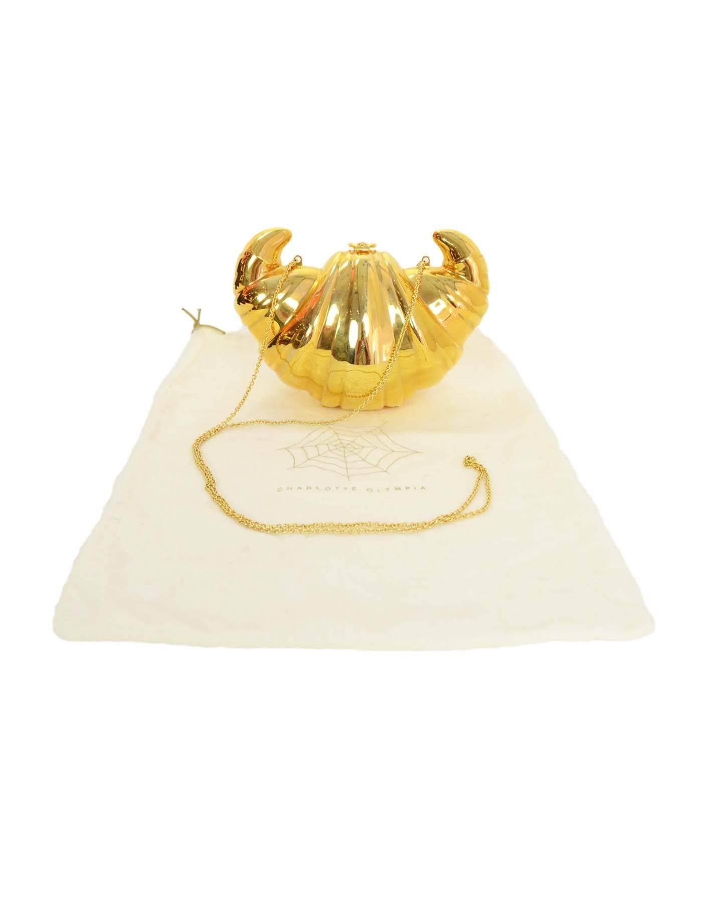 Charlotte Olympia Gold-Croissant Abendtasche GHW 3