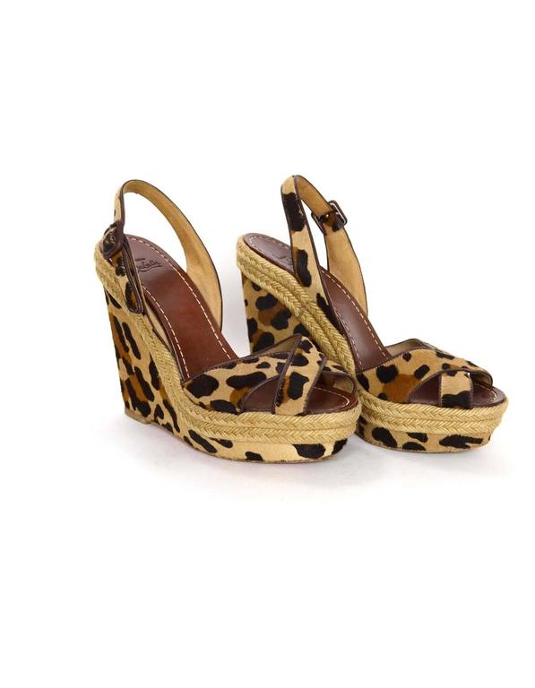 Christian Louboutin Leopard Print Ponyhair Wedges sz 39 For Sale at 1stDibs