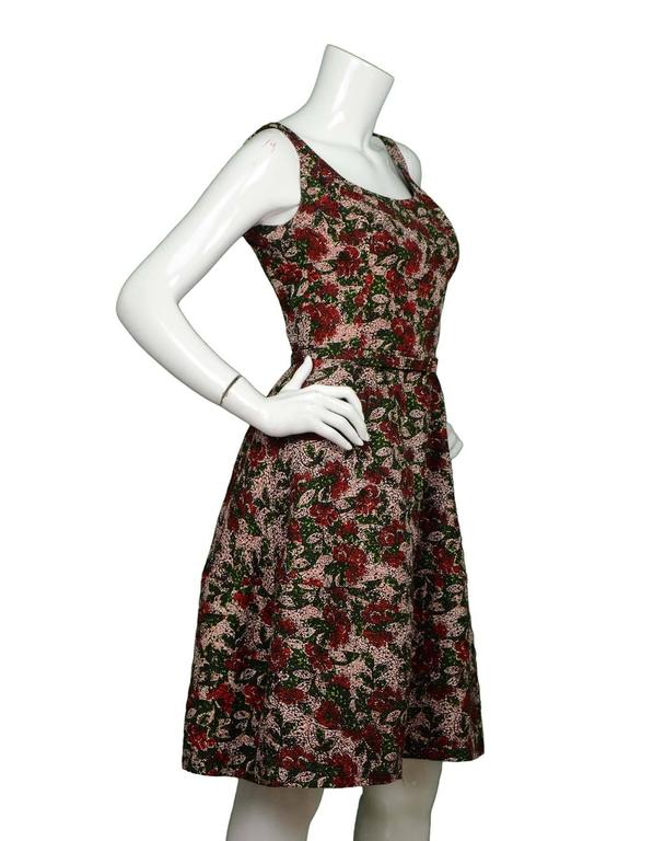 Oscar de la Renta Floral Print Fit Flare Dress sz 4 For Sale at 1stDibs