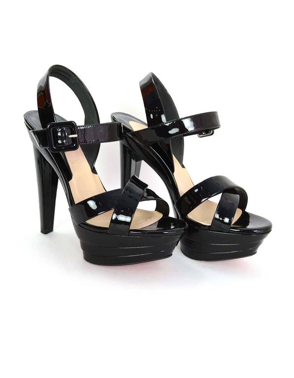 Christian Louboutin Black Patent Strappy Platform Sandals sz 38 For ...