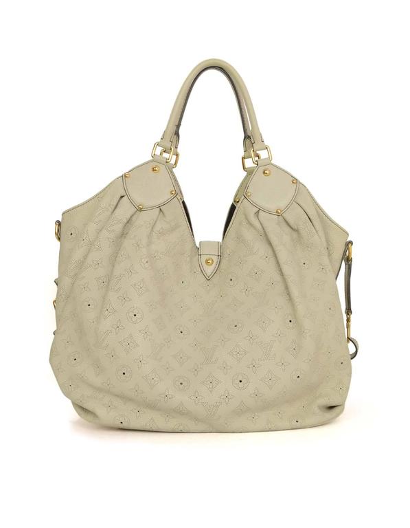 Louis Vuitton Ivory Leather Perforated Monogram Mahina XL Hobo Bag GHW at 1stdibs