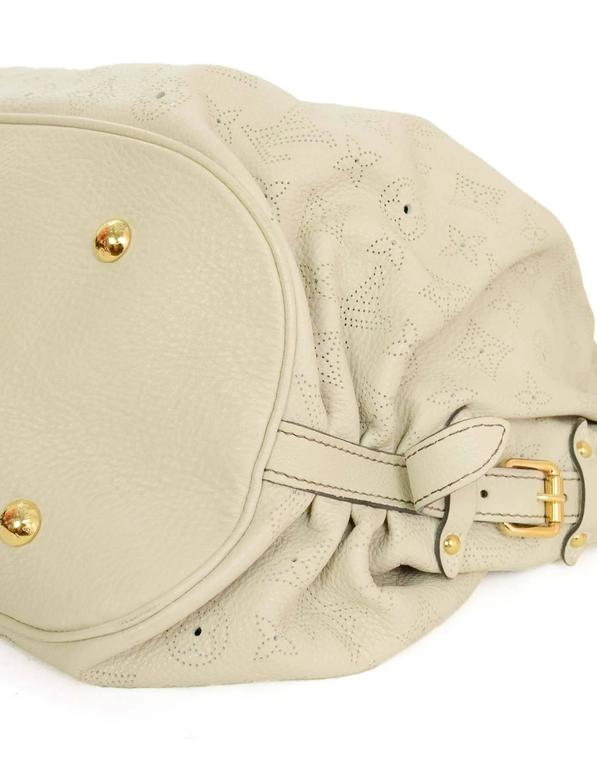 Louis Vuitton Ivory Perforated Monogram Mahina Leather Babylone Silver Hardware, 2015 (Like New), White Womens Handbag