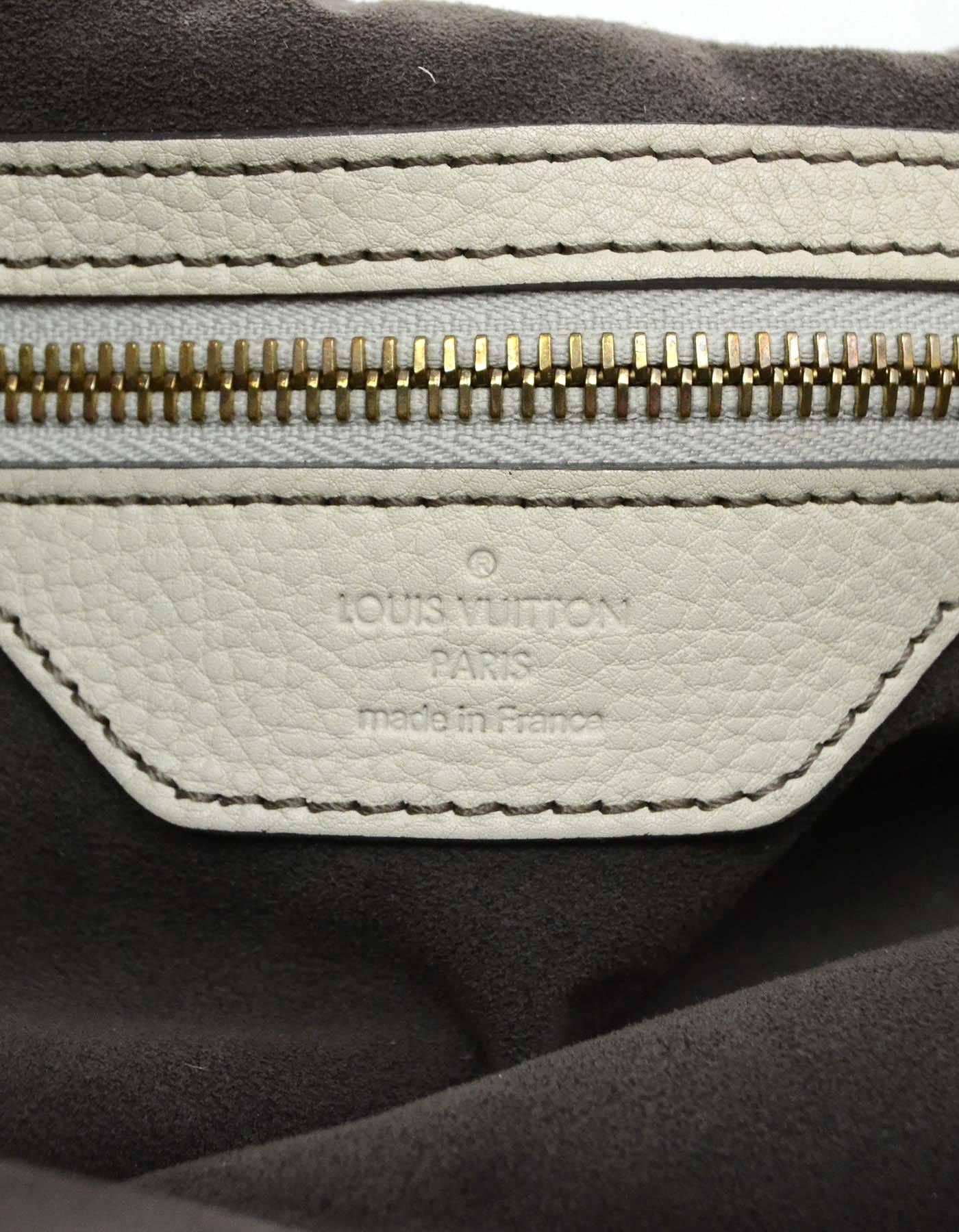 Louis Vuitton Ivory Leather Perforated Monogram Mahina XL Hobo Bag GHW ...