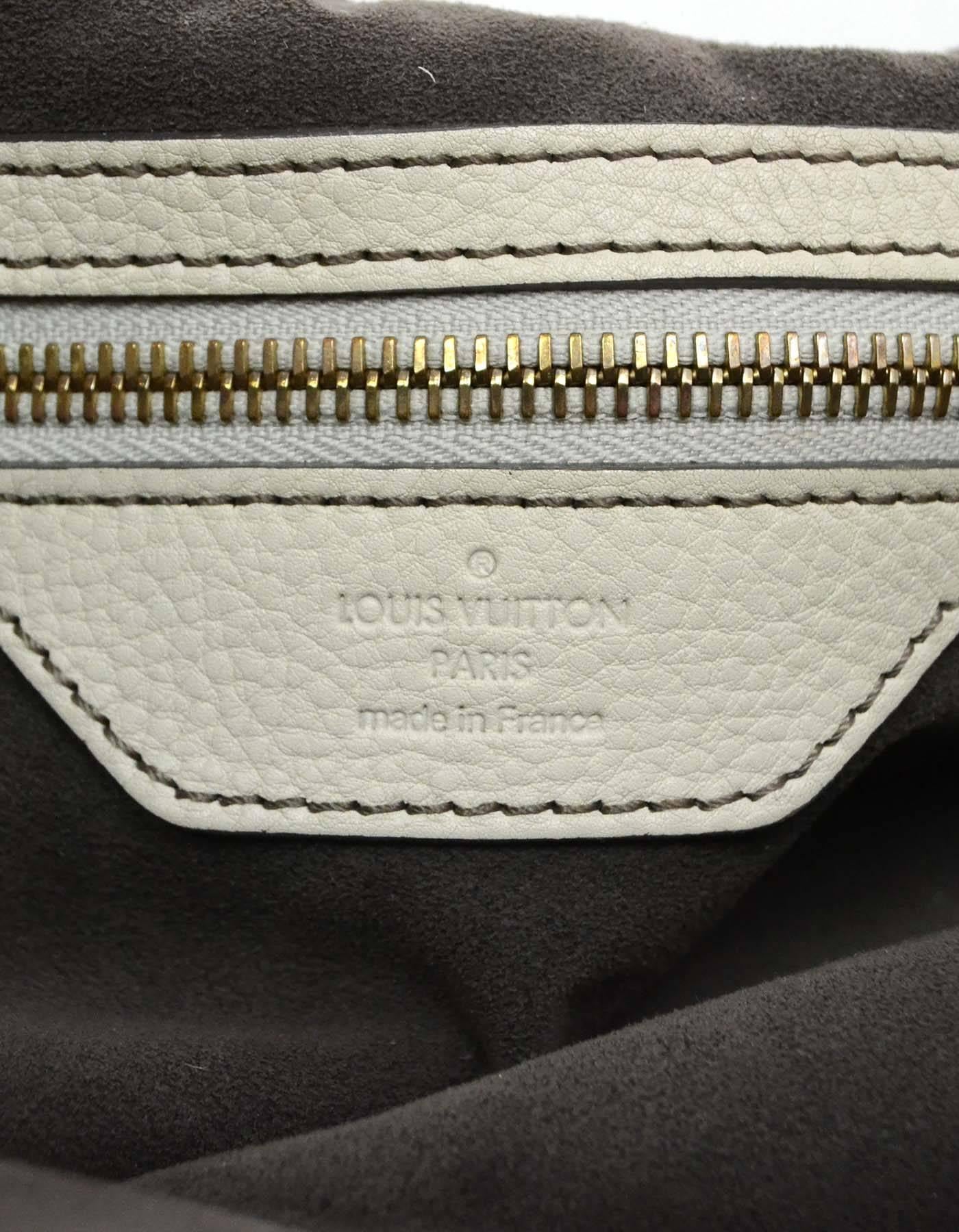 Women's Louis Vuitton Ivory Leather Perforated Monogram Mahina XL Hobo Bag GHW