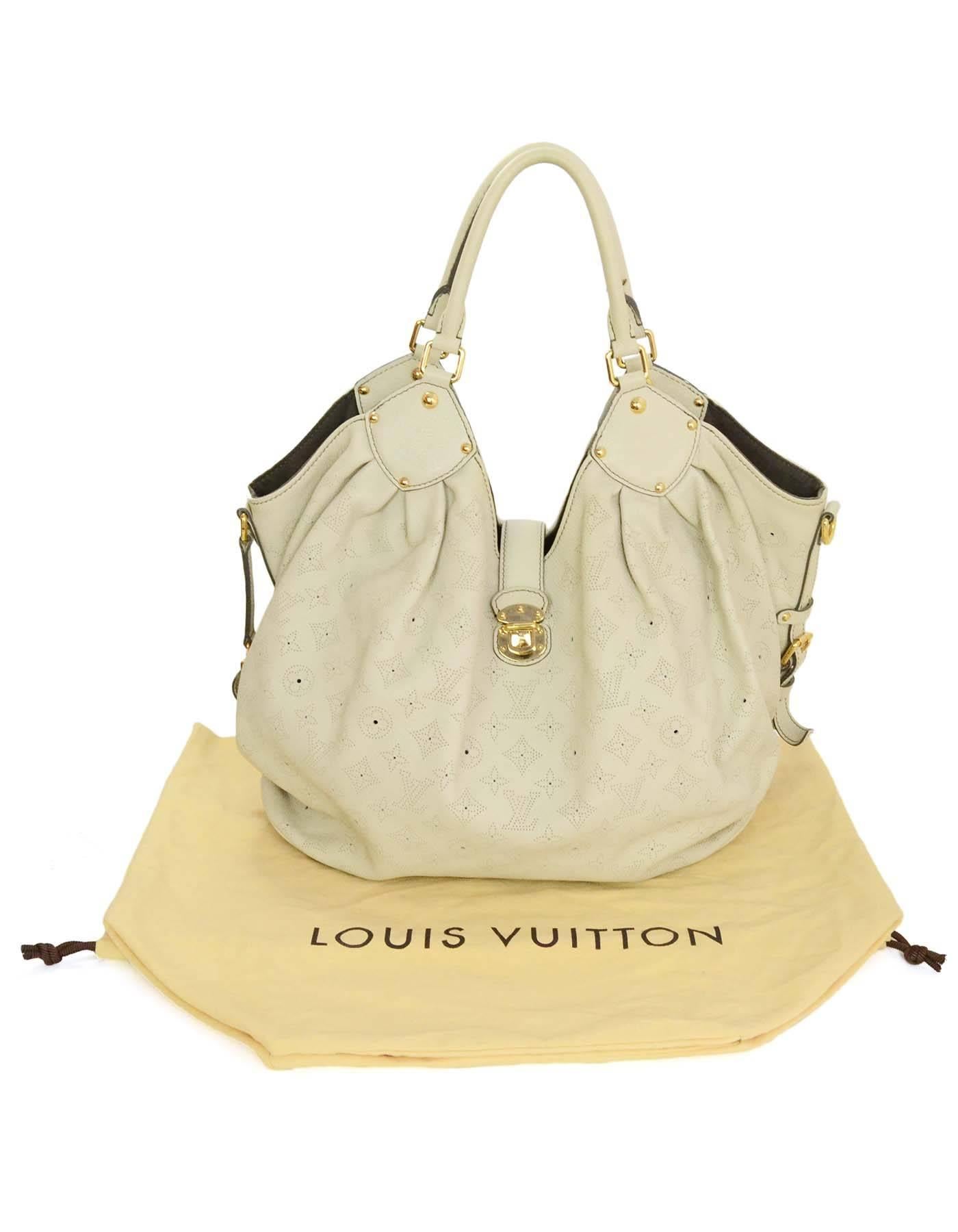 Louis Vuitton Ivory Leather Perforated Monogram Mahina XL Hobo Bag GHW 1