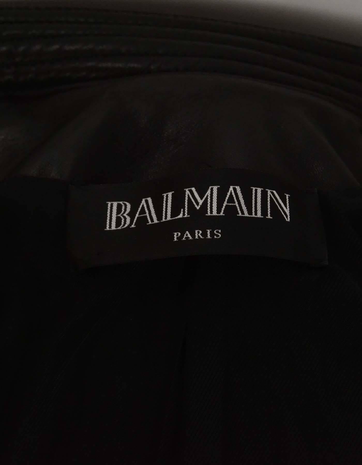 Balmain Black Quilted Leather Biker Jacket sz 36 rt. $4, 035 1