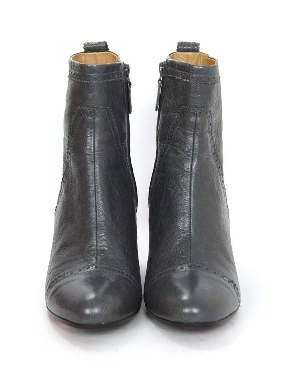 Balenciaga Grey Leather Brogue Ankle Wedge Boots sz 41 For Sale at 1stDibs