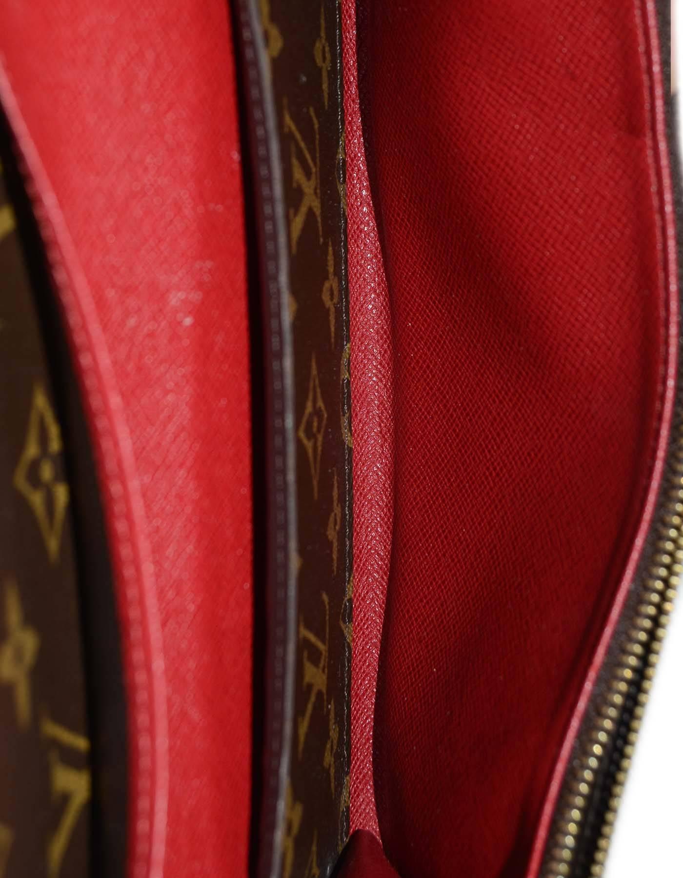 Louis Vuitton Brown Monogram Coated Canvas Emilie Wallet w/ Red Lining In Good Condition In New York, NY