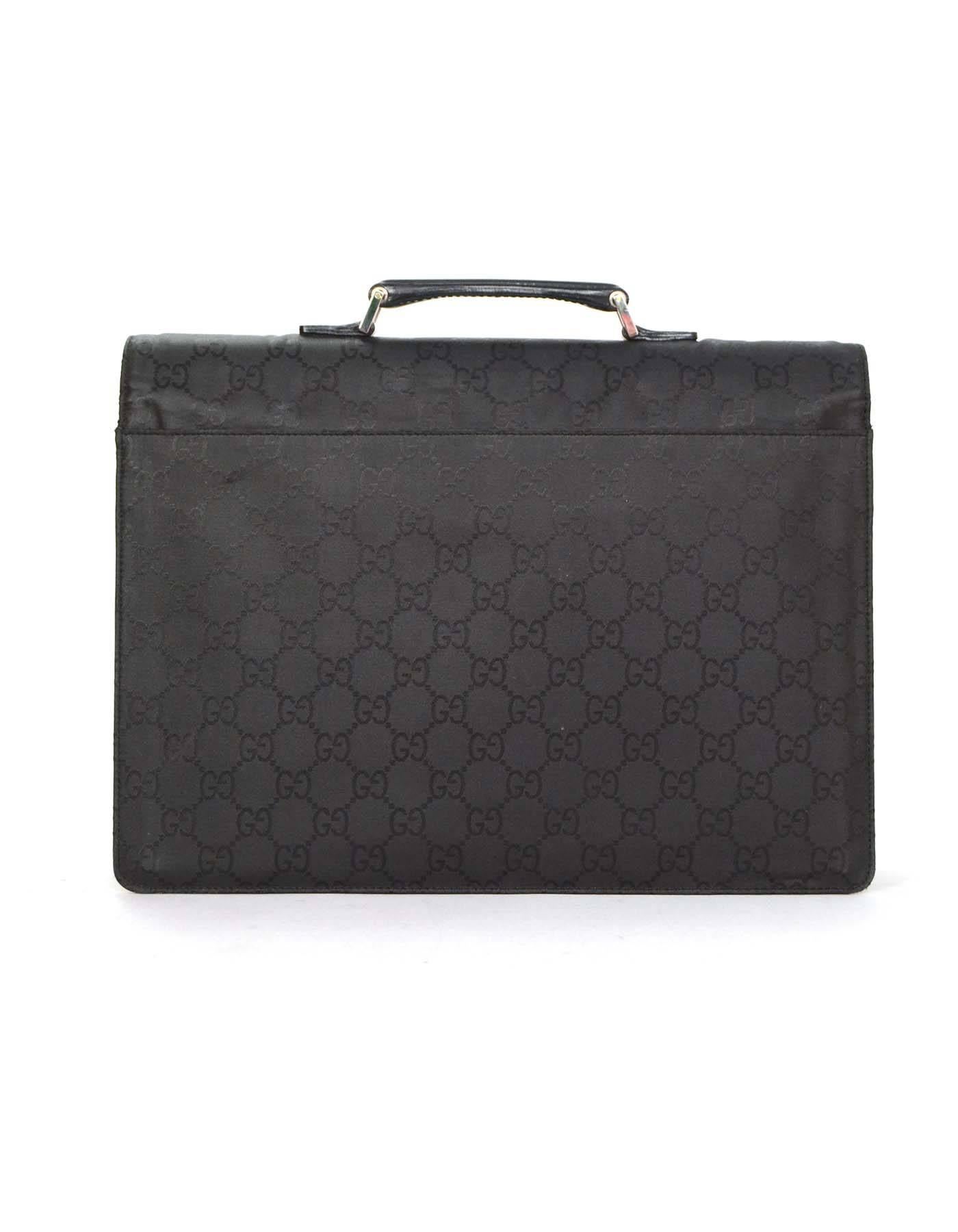 gucci black monogram logo briefcase