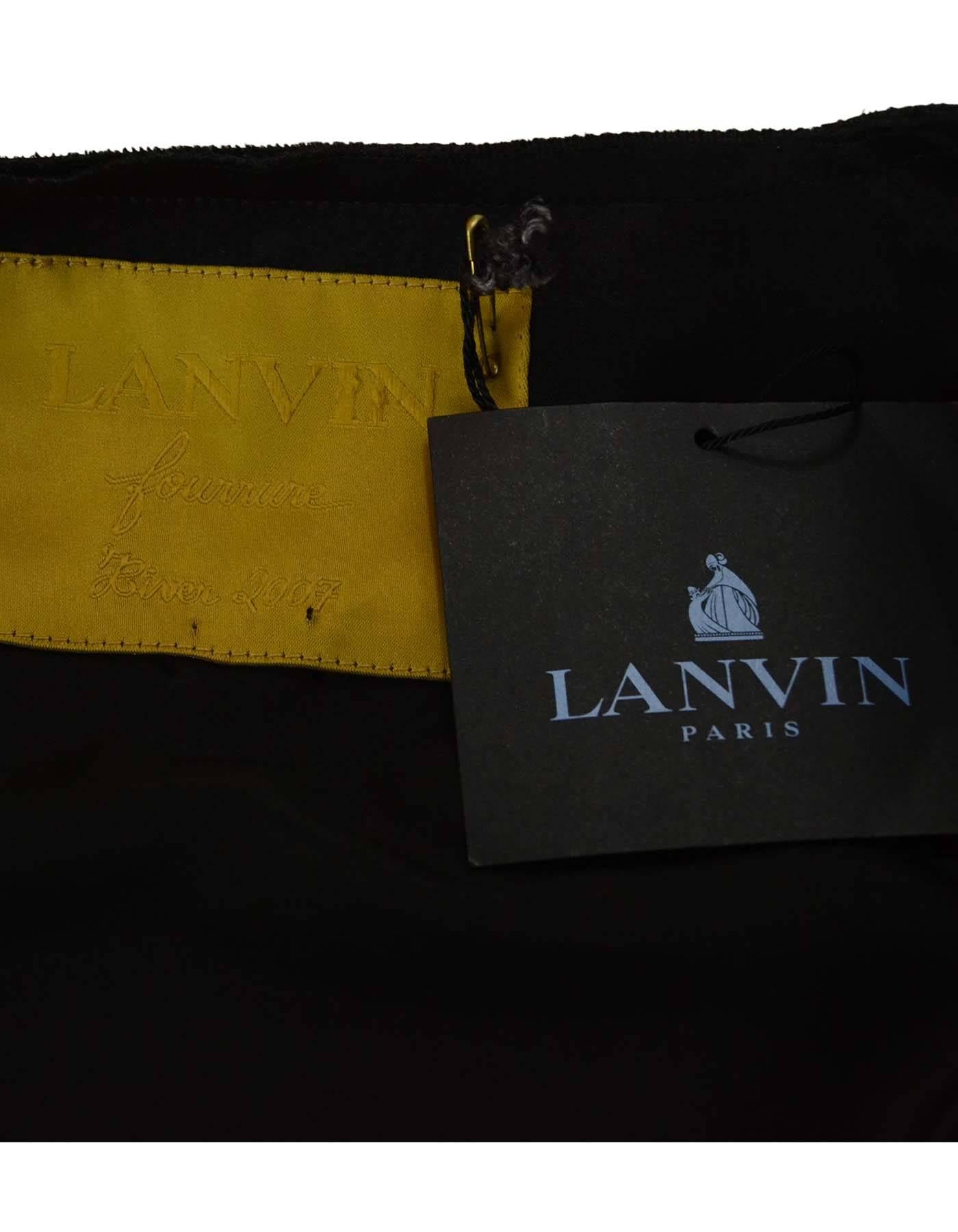 Women's Lanvin Black Silk and Fox Trim Coat Dress Sz 38