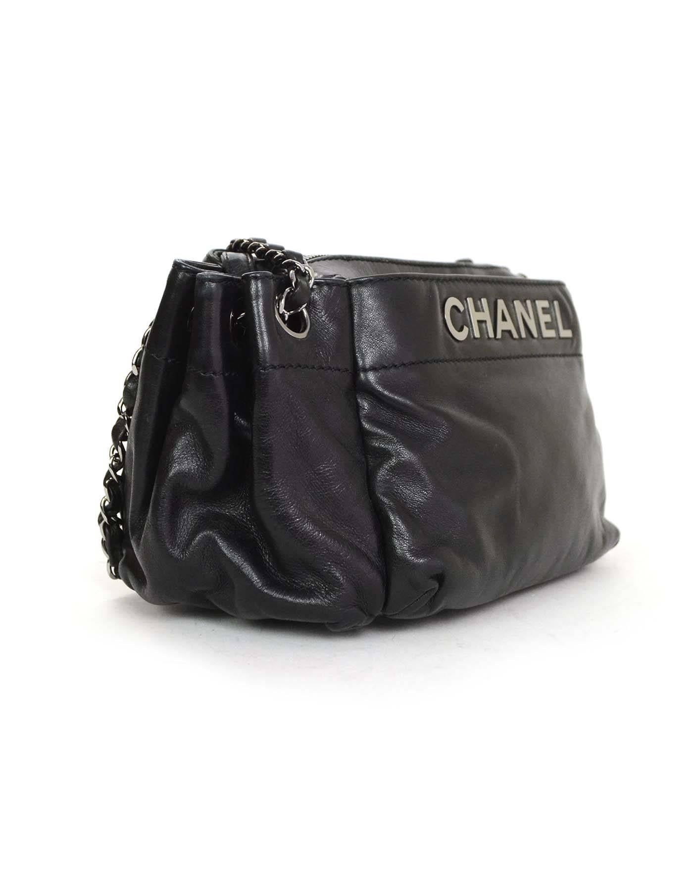 Chanel Black Leather CHANEL Shoulder Bag In Good Condition In New York, NY