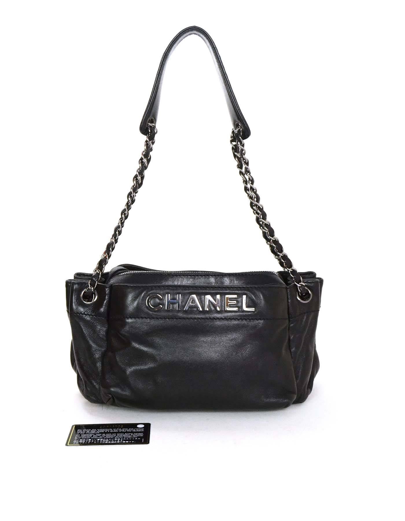 Chanel Black Leather CHANEL Shoulder Bag 6