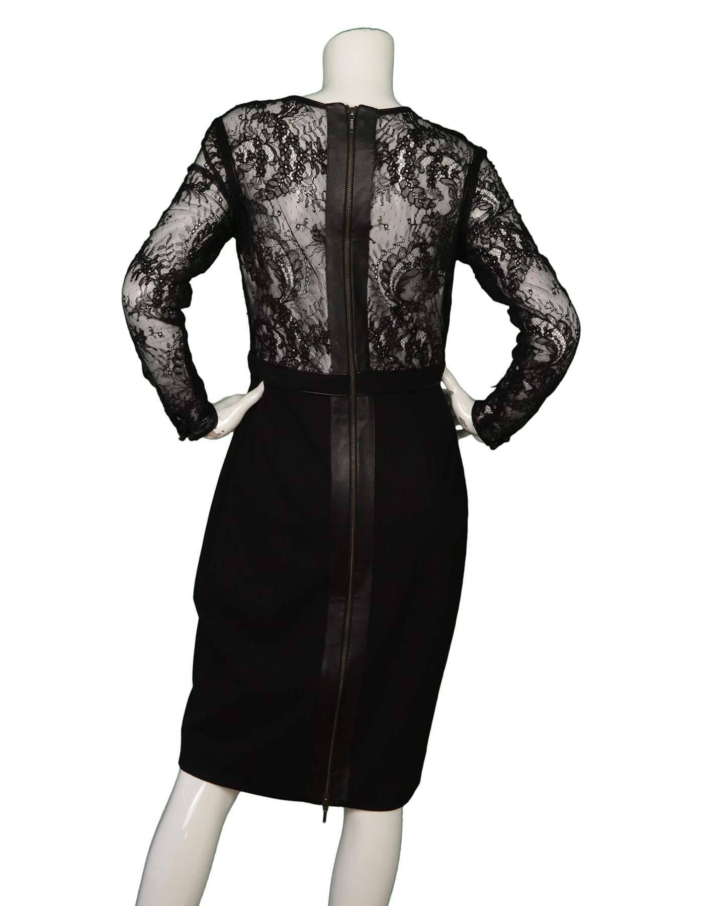 Black Catherine Deane Lace & Silk Vinita Long Sleeve Dress sz 10 rt. $935