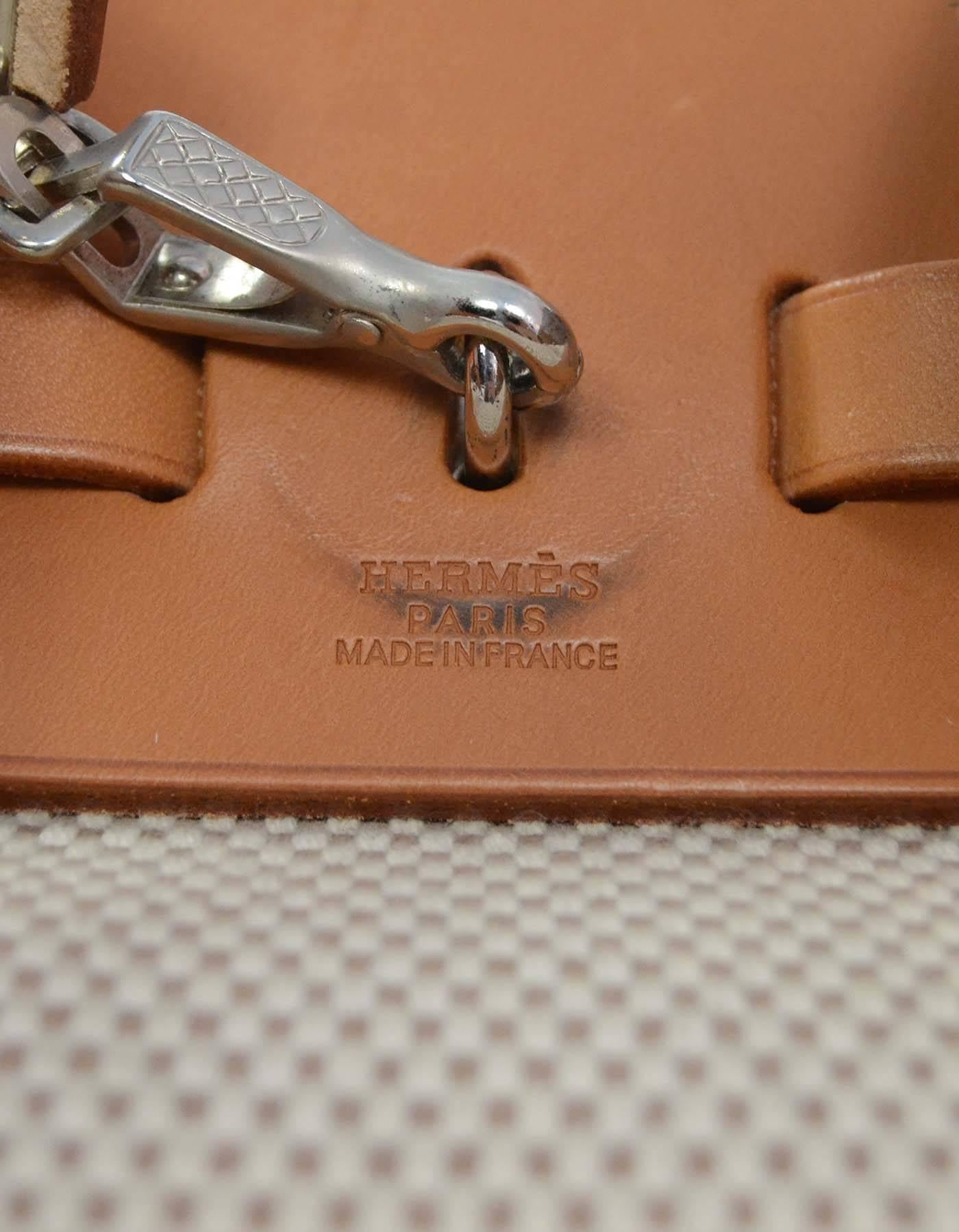Hermes Tan and Beige Toile Two-in-One Herbag with Dusbag 3