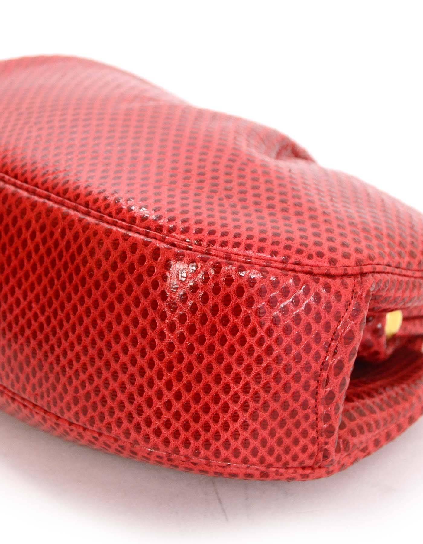 Judith Leiber Red Karung Snakeskin Clutch with GHW 1