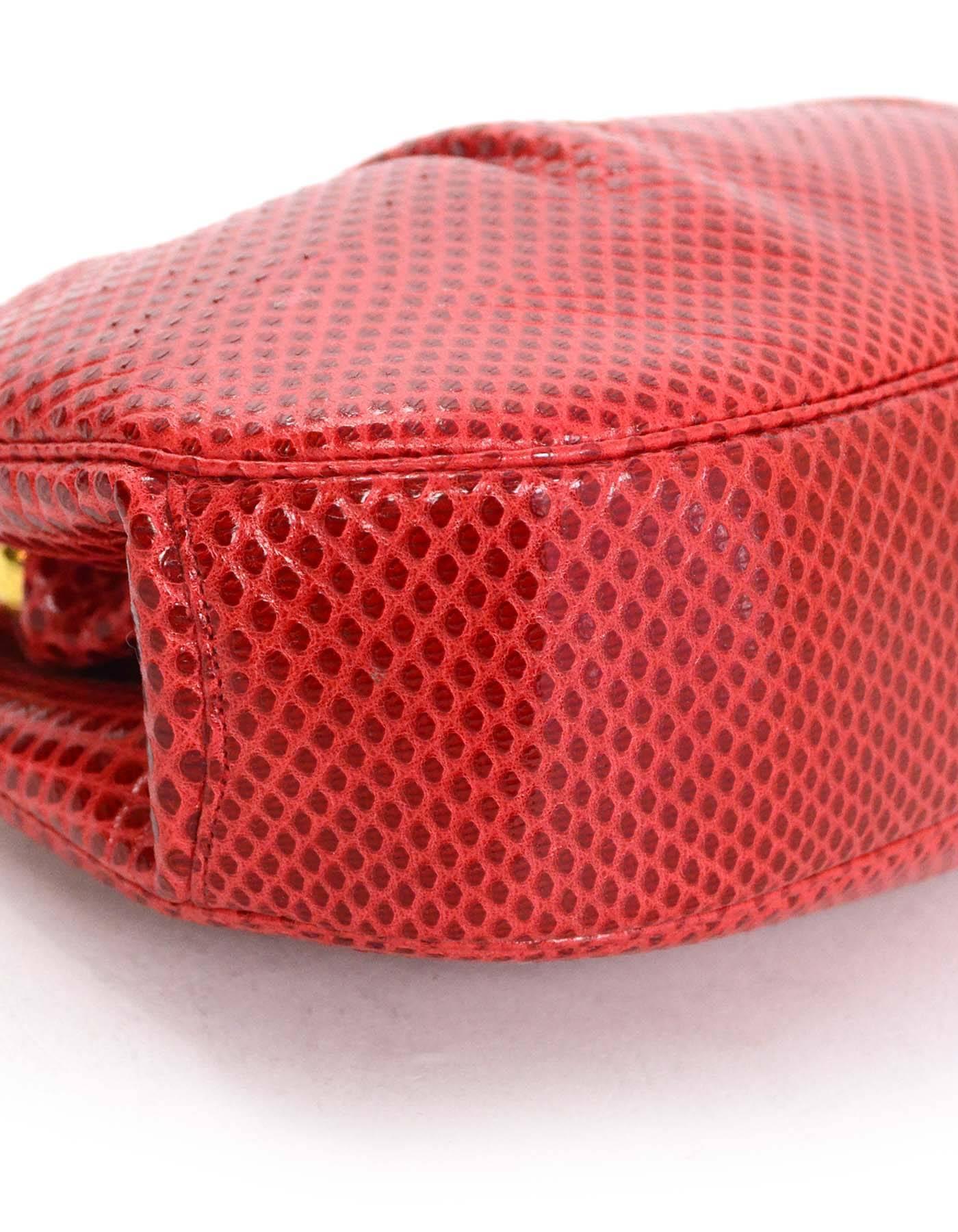 Judith Leiber Red Karung Snakeskin Clutch with GHW 2