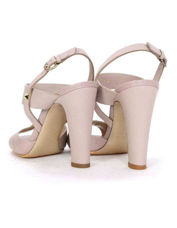 Valentino Taupe Leather Pleated Peep-Toe Sandals sz 40 For Sale at 1stDibs
