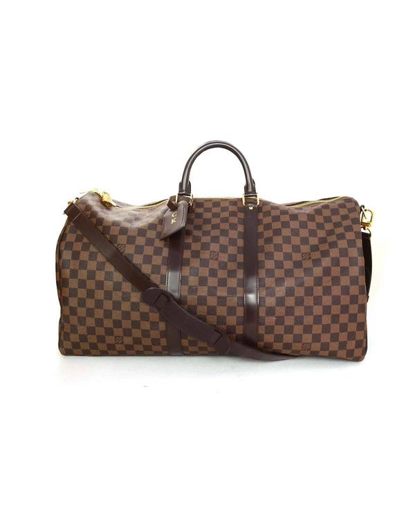 Louis Vuitton Brown Leather Luggage Tag with Initials C.K.