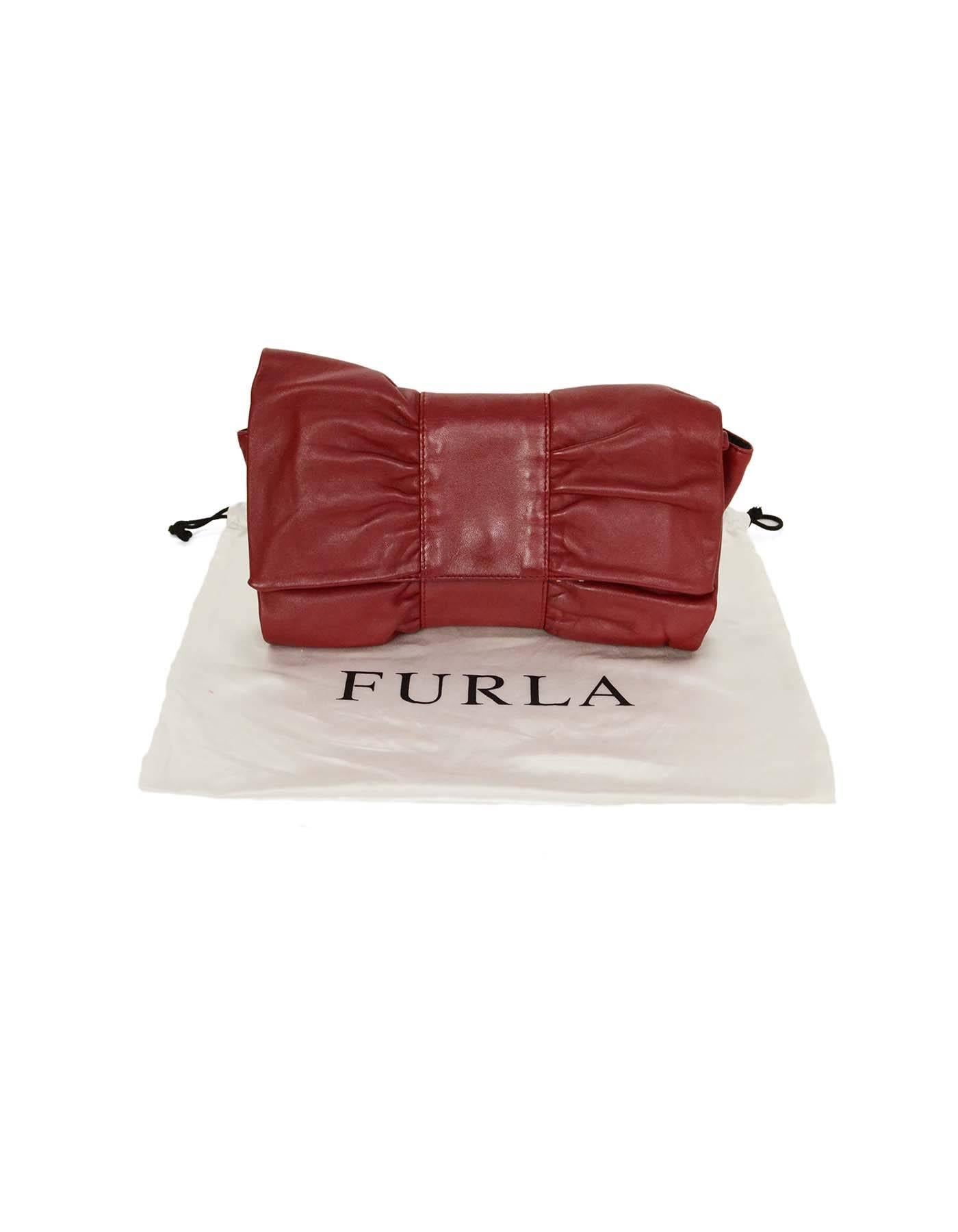 Furla Burgundy Leather Bow Clutch 3
