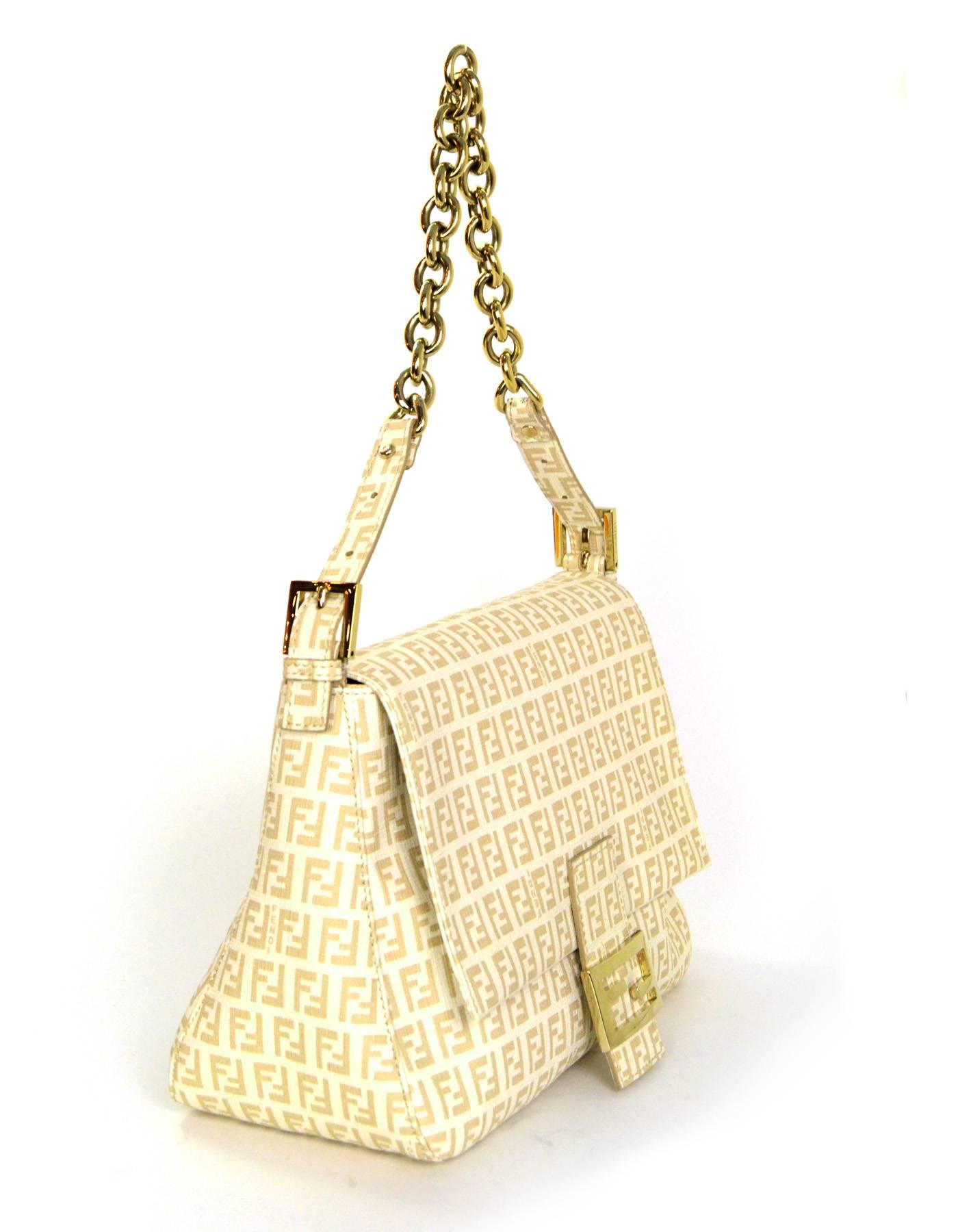  Fendi Ivory and Beige Zucca Mama Shoulder Bag In Good Condition In New York, NY