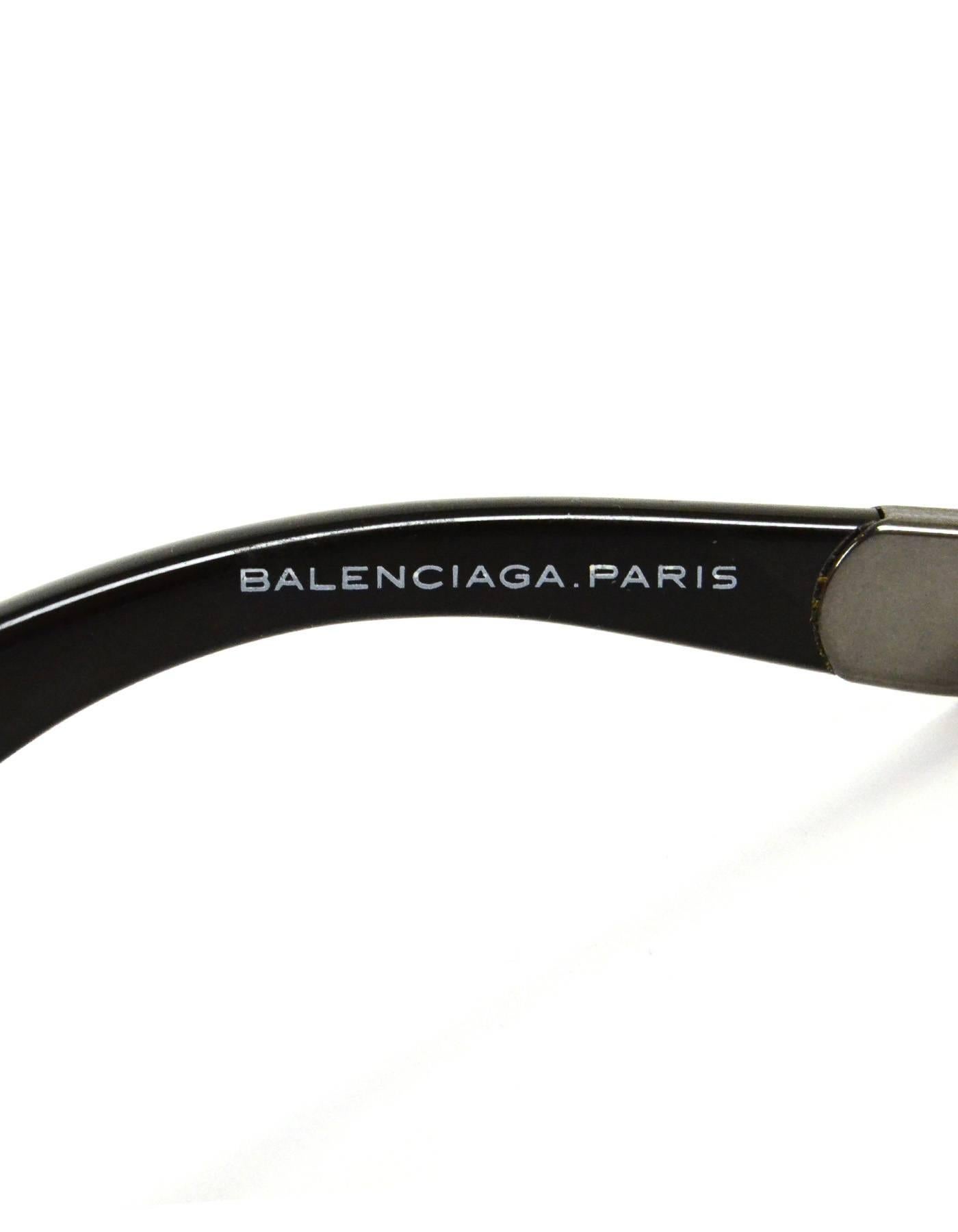 Women's Balenciaga Black and Silvertone Sunglasses with Case