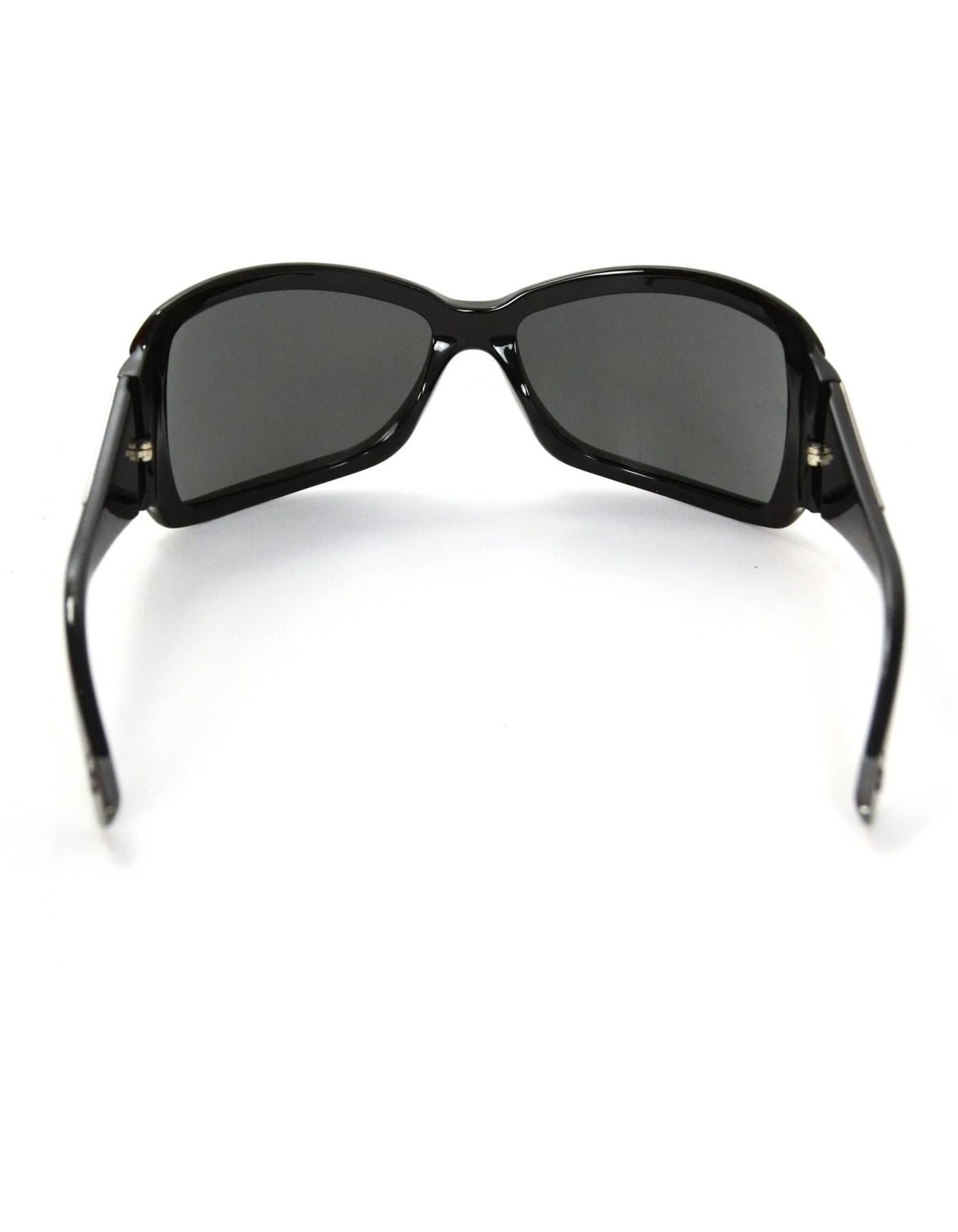 Balenciaga Black and Silvertone Sunglasses with Case In Excellent Condition In New York, NY