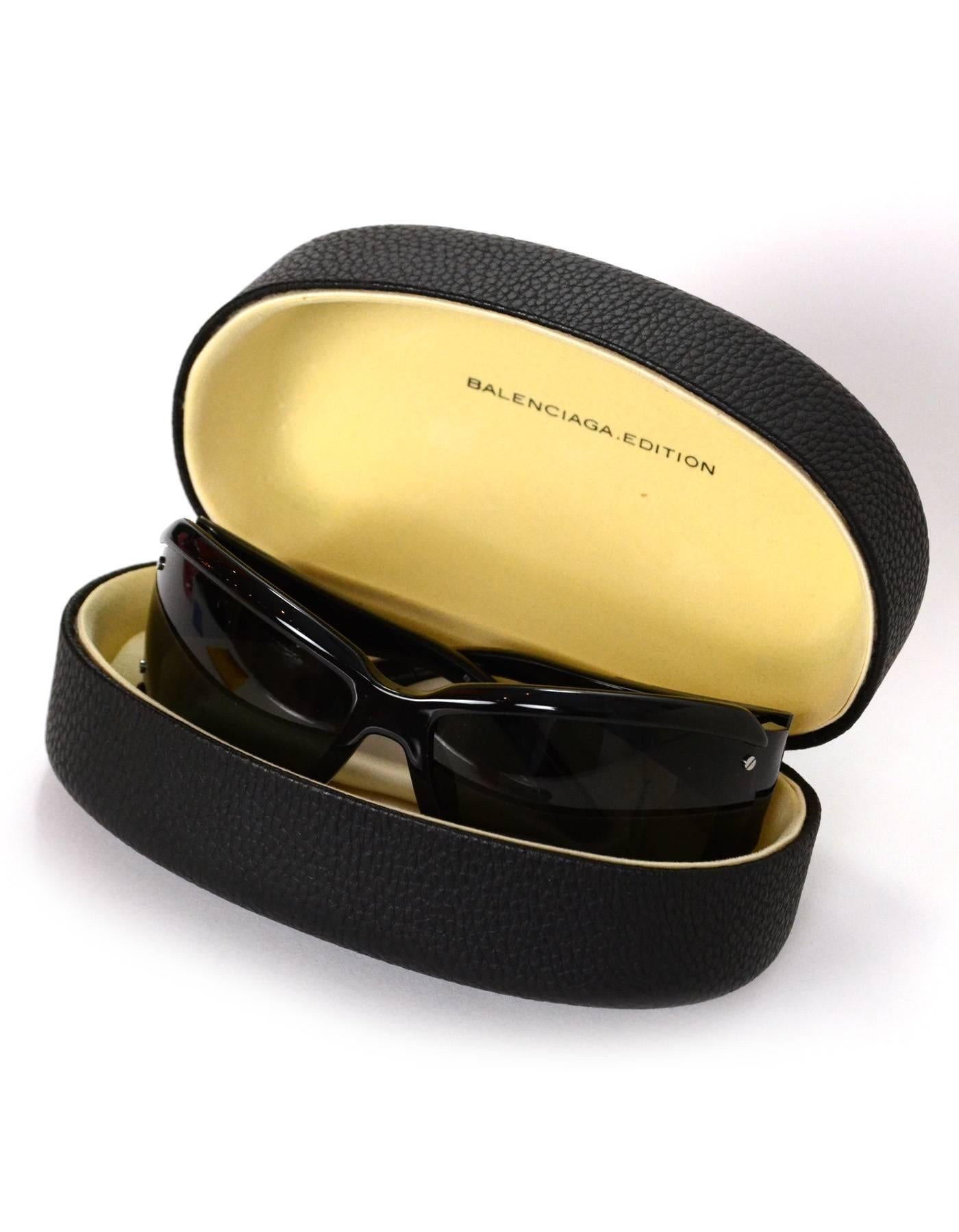 Balenciaga Black and Silvertone Sunglasses with Case 2