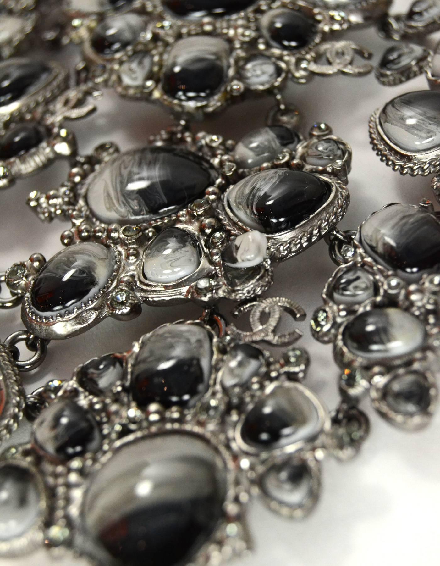 Chanel 2011 Runway Black & Grey Glass/Rhinestone Bib Necklace rt. $12k+ In Good Condition In New York, NY