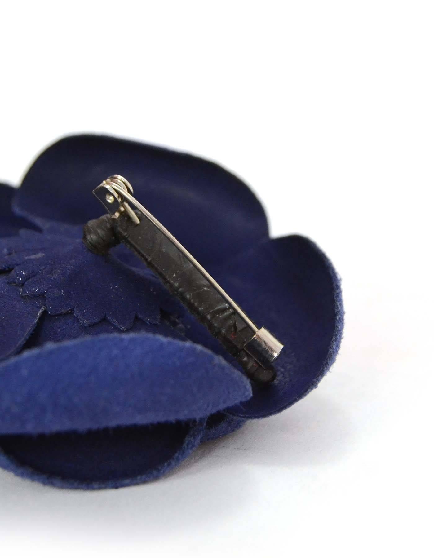 navy blue flower brooch
