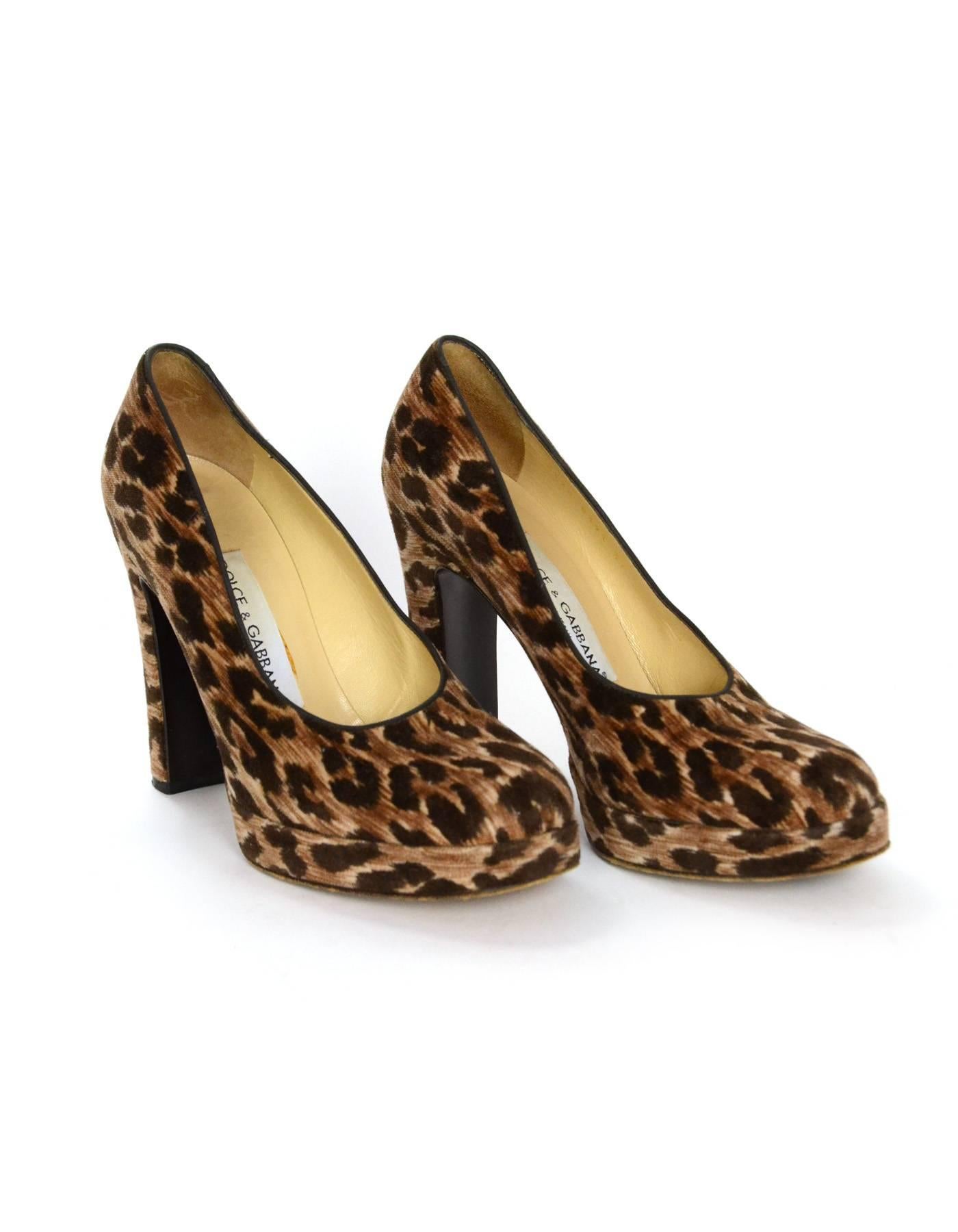 Women's Dolce & Gabbana Leopard Velvet Platform Pumps Sz 37