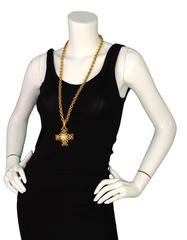 Chanel Filigree Necklace with Faul Pearl Cross Pendant