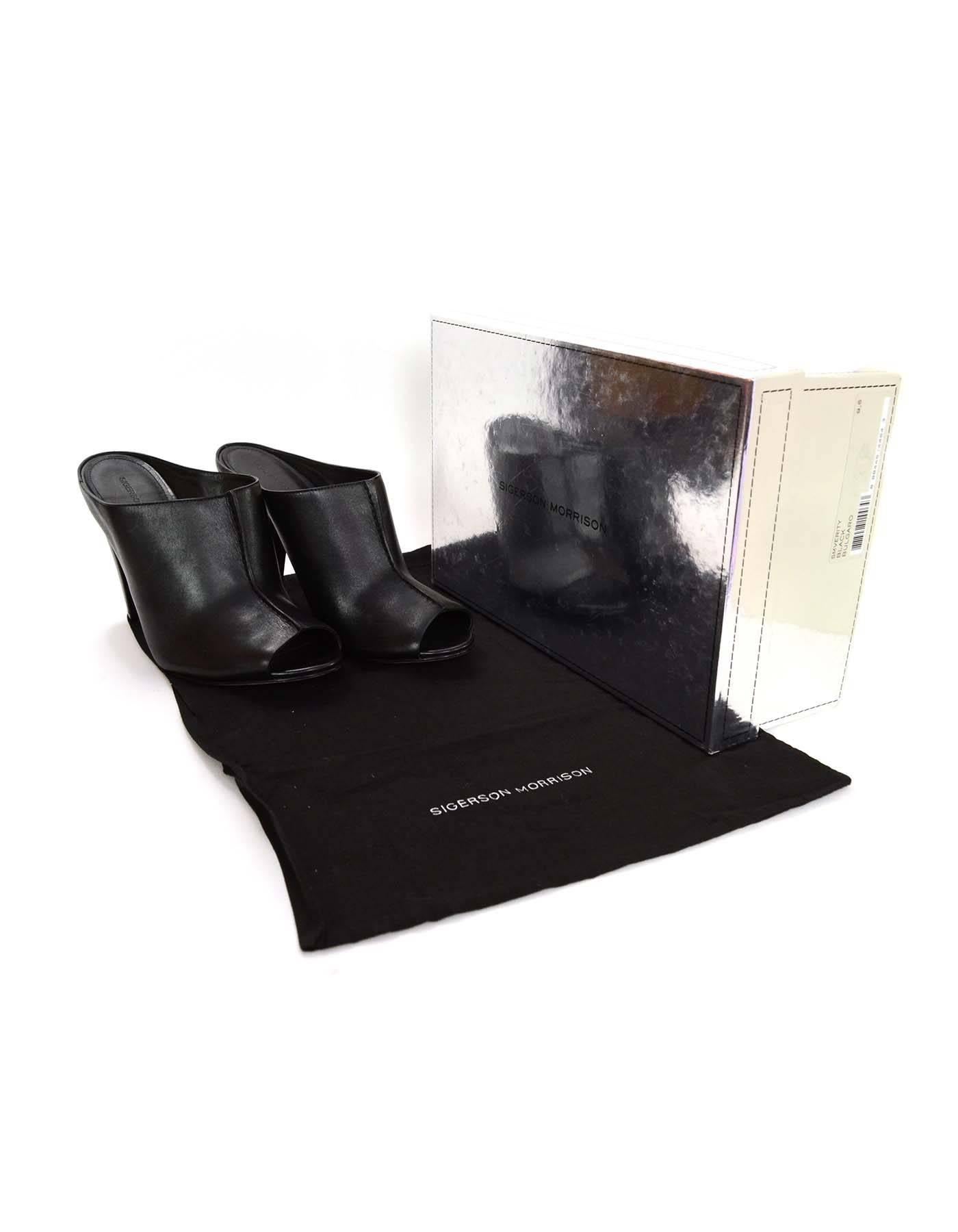 Sigerson Morrison Black Verity Mules Sz 9.5 with Box rt $425 2