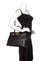 8/30 Hermes Vintage Black 35cm Kelly Retourne Bag