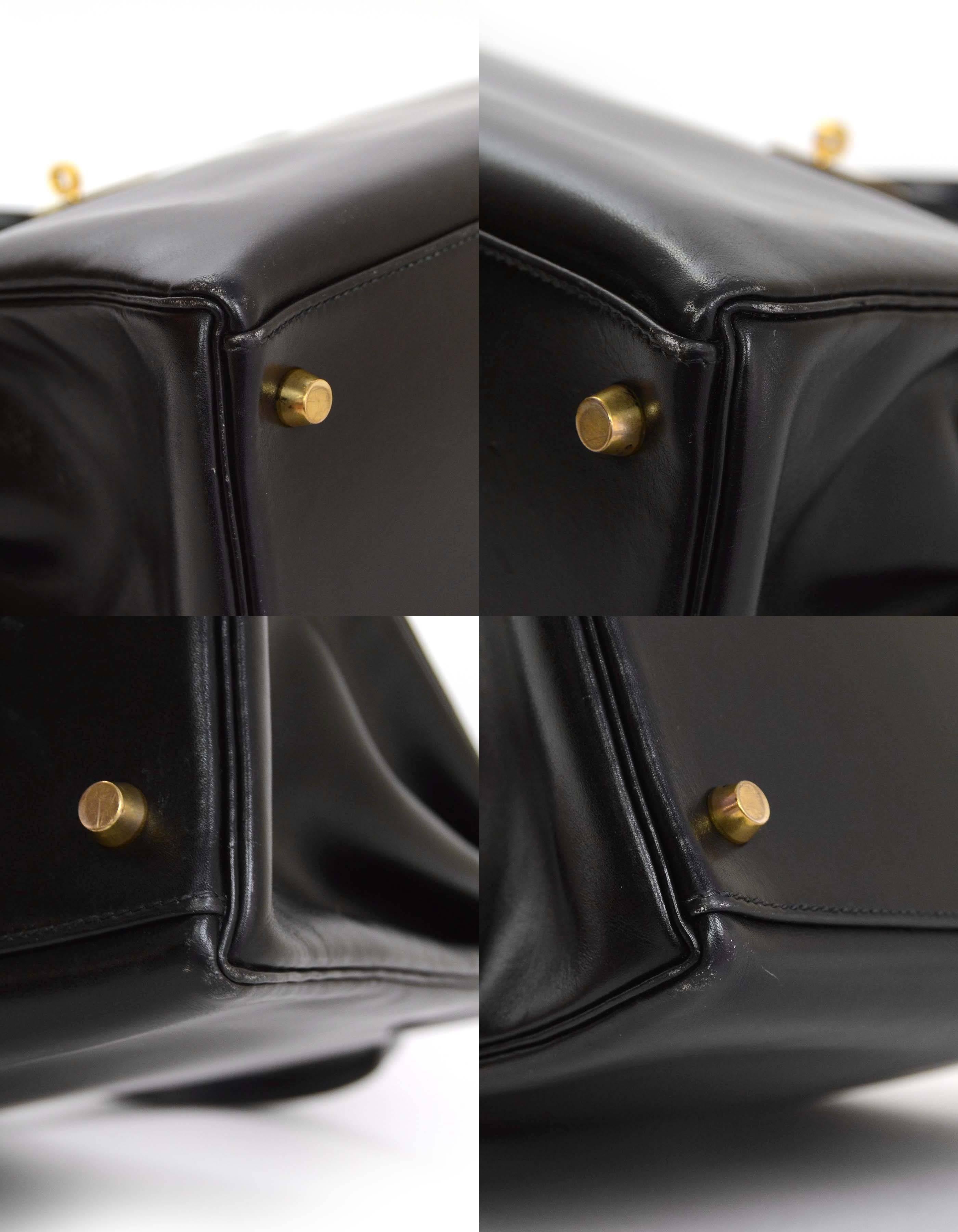 Women's 8/30 Hermes Vintage Black 35cm Kelly Retourne Bag