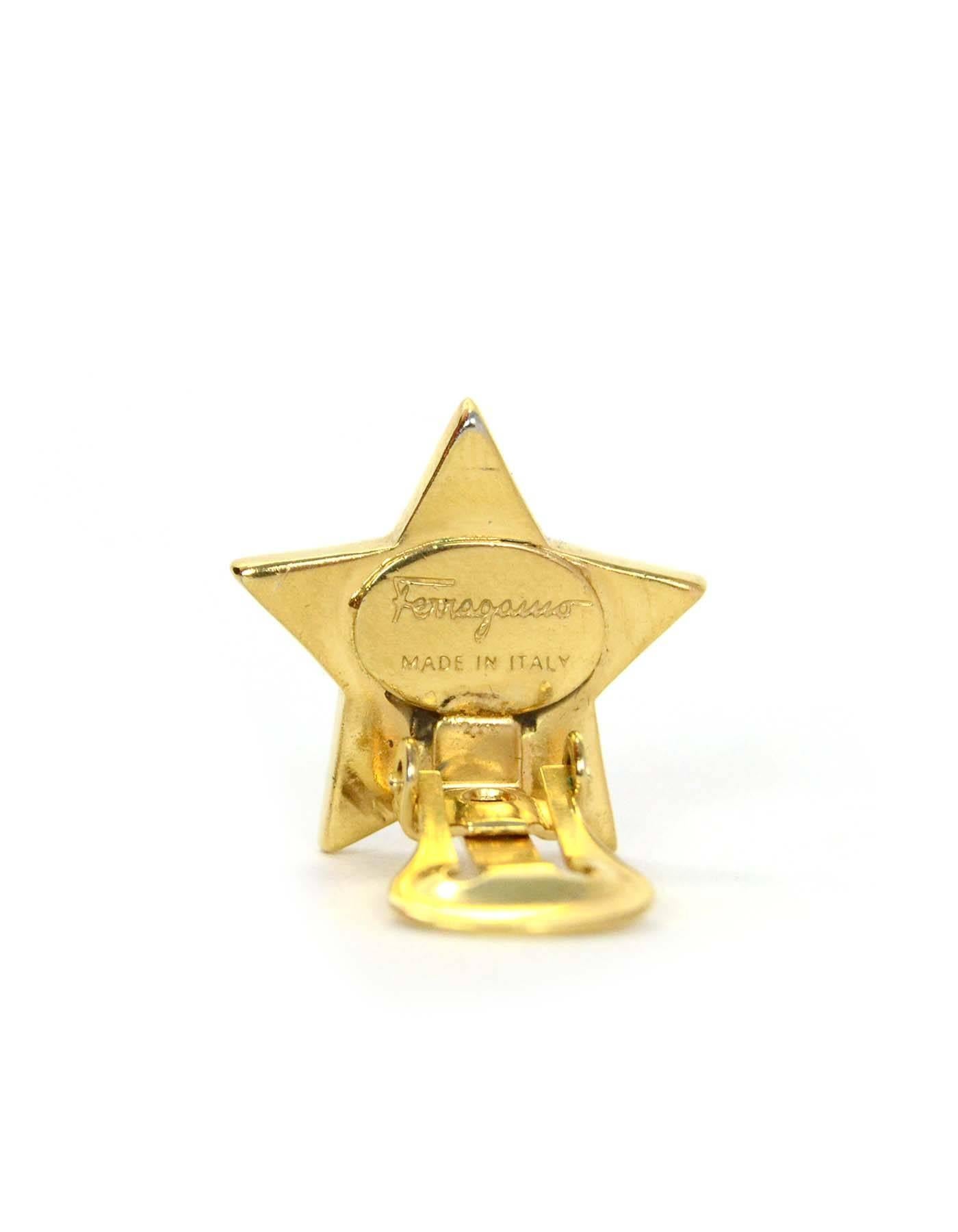Salvatore Ferragamo Crystal Star Clip-On Earrings In Excellent Condition In New York, NY