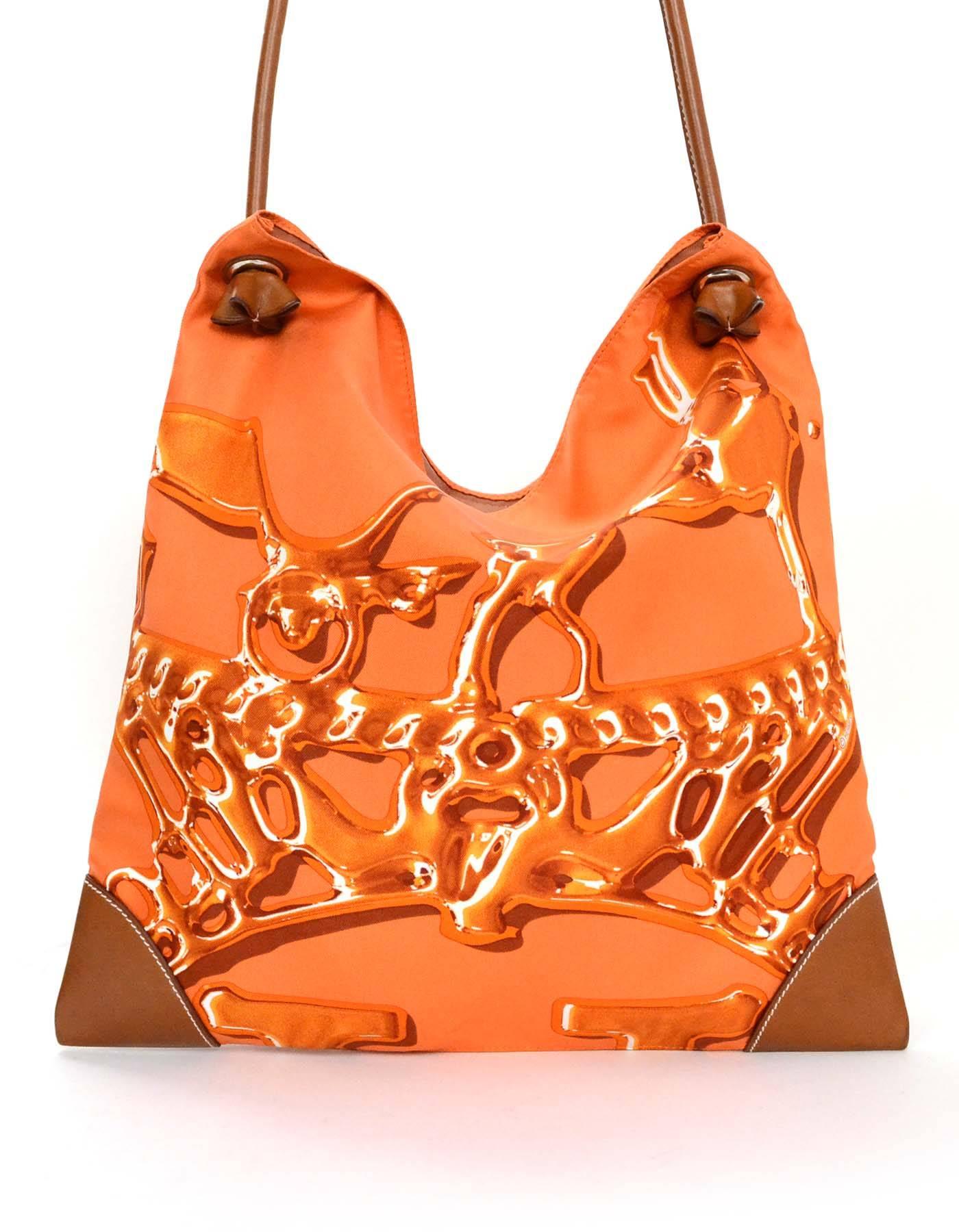 Women's Hermes Orange and Brown Silky City PM Messenger Bag rt. $1, 925