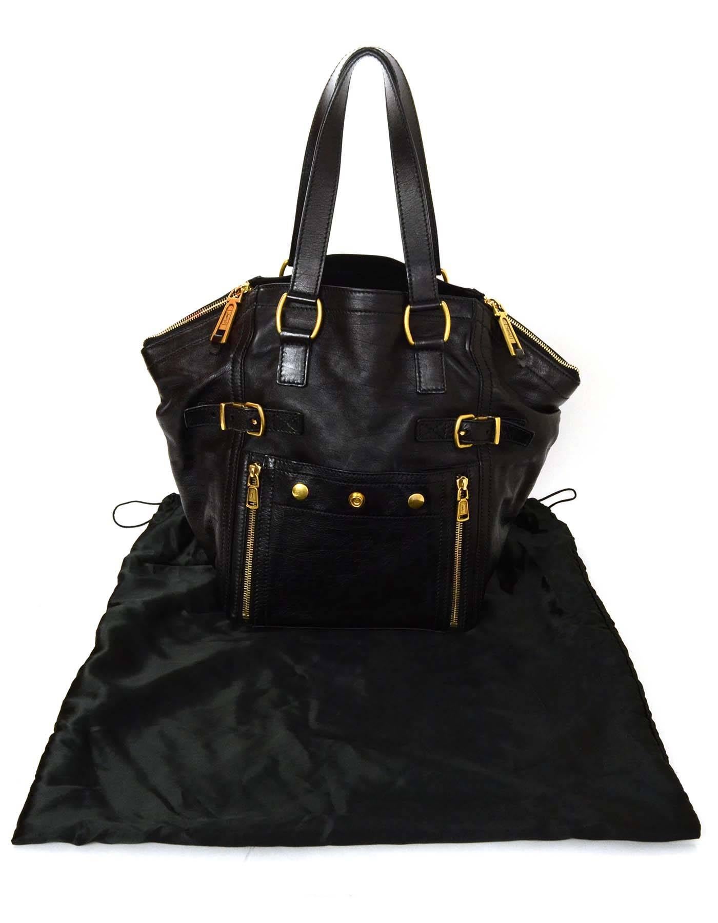 Yves Saint Laurent Black Leather Small Downtown Tote Bag 6